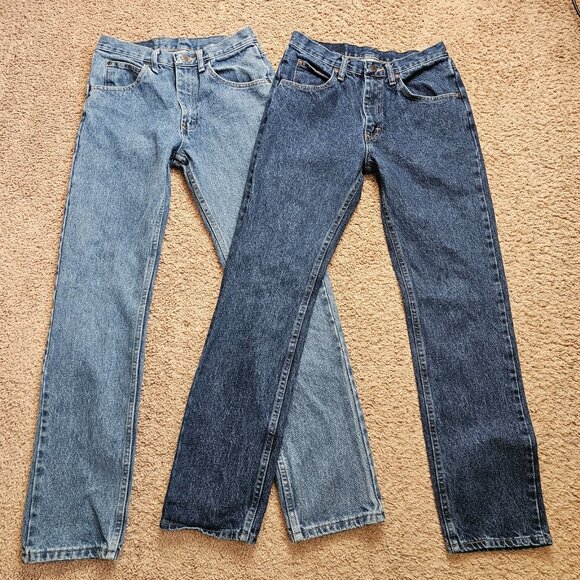 Wrangler Other - Wrangler Jeans Lot of 2 Mens Tag 28x32 Fit 28x30 Slim Straight Cotton Denim EUC